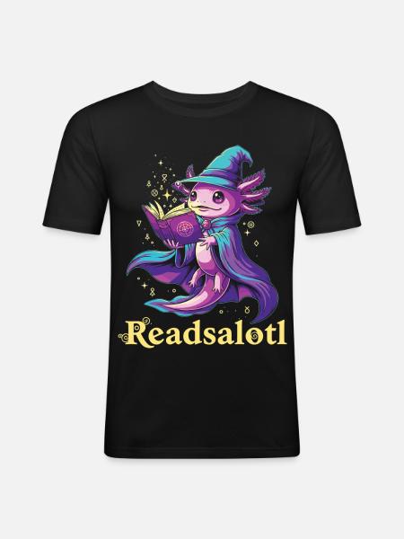 Readsalotl Axolotl Reading Mage Axolotl - Men's Slim Fit T-Shirt - black