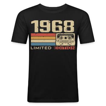 Légendes 1968 Millésime 1968 Jubilé 1968 vintage  - T-shirt près du corps Homme - noir - Devant - Nik (191cm)