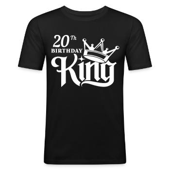 König zum 20. Geburtstag - Männer Slim Fit T-Shirt - Schwarz - Vorne - Nik (191cm)