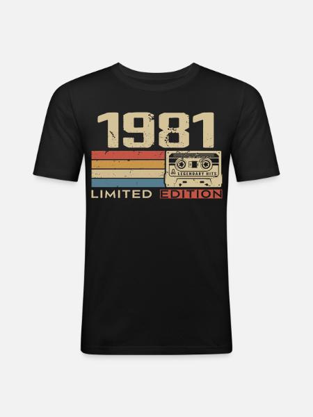 Legenden 1981 Vintage 1981 Jubileum 1981 vintage - Mannen slim fit T-shirt - zwart