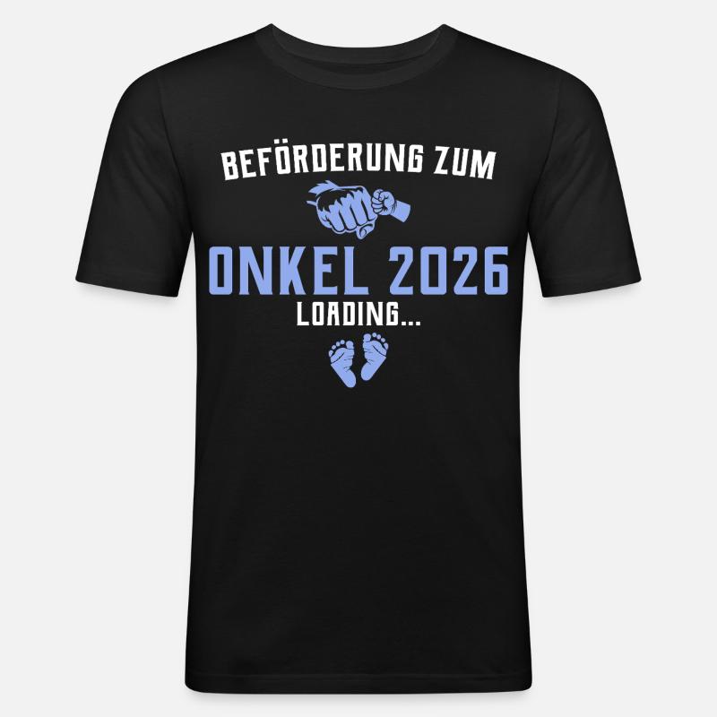 Beförderung zum Onkel 2026 loading - Männer Slim Fit T-Shirt - Schwarz