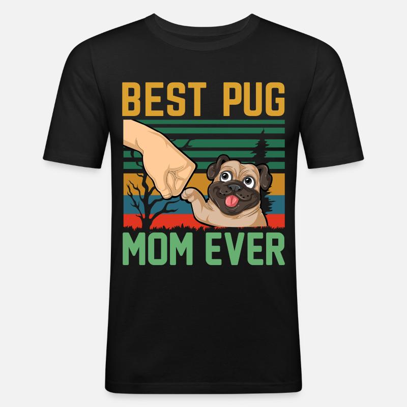 Beste Mopsmutter aller Zeiten Retro - Männer Slim Fit T-Shirt - Schwarz