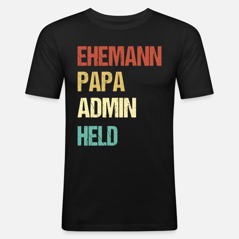 Ehemann Papa Admin Held Shirt - Männer Slim Fit T-Shirt - Schwarz