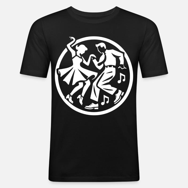 Conception de silhouette rock 'n' roll - T-shirt près du corps Homme - noir