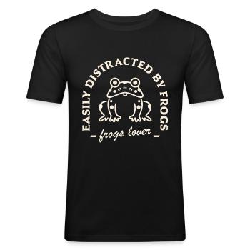 Citations humoristiques drôles pour les amoureux de grenouilles - T-shirt près du corps Homme - noir - Devant - Nik (191cm)