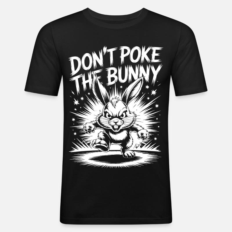 Warning about the aggressive rabbit - Men's Slim Fit T-Shirt - black