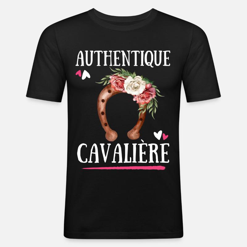 Authentischer Cavaliere - Männer Slim Fit T-Shirt - Schwarz