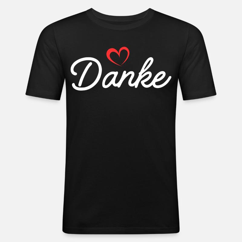 Danke Herz Script - Männer Slim Fit T-Shirt - Schwarz
