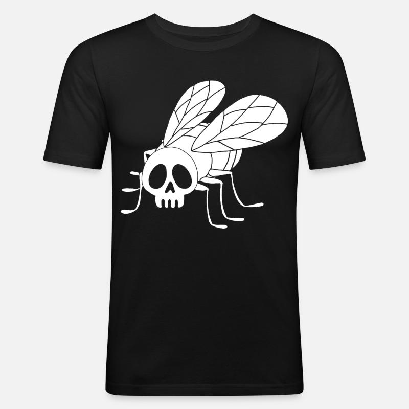 Fly Skull (weiß) - Männer Slim Fit T-Shirt - Schwarz