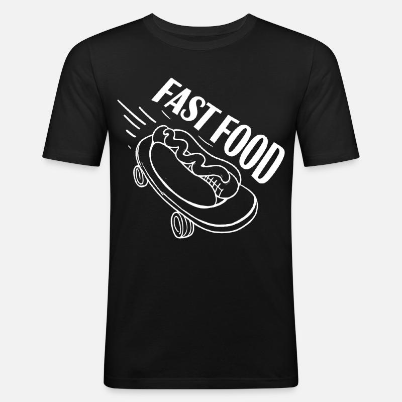 Fast Hot Dog Skateboard Longboard - T-shirt près du corps Homme - noir
