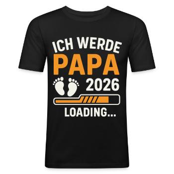 Werdender Vater ICH WERDE PAPA 2026 Lustig - Männer Slim Fit T-Shirt - Schwarz - Vorne - Nik (191cm)