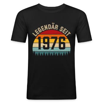 Legendär seit 1976 – Jahrgang 1976 - Männer Slim Fit T-Shirt - Schwarz - Vorne - Nik (191cm)