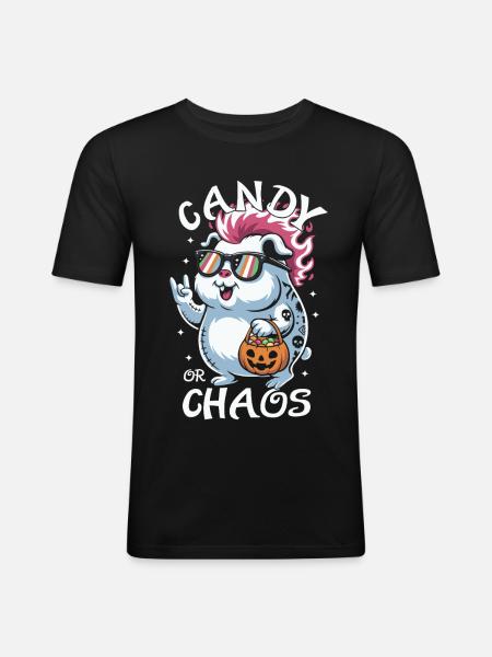 Chaotic Punk Guinea Pig Halloween Hamster - Men's Slim Fit T-Shirt - black