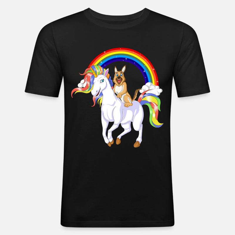 Deutscher Schäferhund Einhorn - Männer Slim Fit T-Shirt - Schwarz