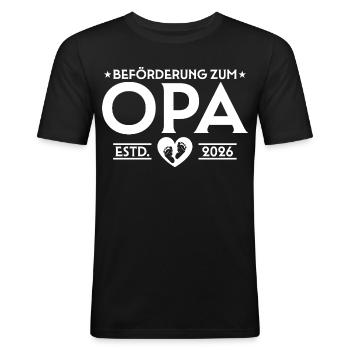 Schwangerschaftsverkündung 2026 Werdender Opa - Männer Slim Fit T-Shirt - Schwarz - Vorne - Nik (191cm)