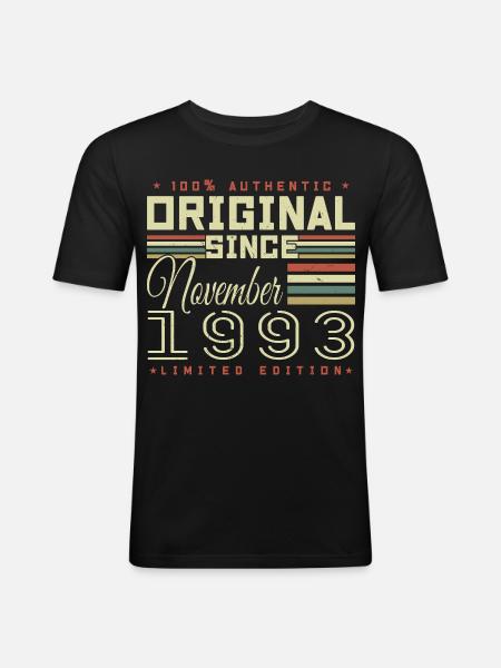November 1993 Birthday Gift - Men's Slim Fit T-Shirt - black