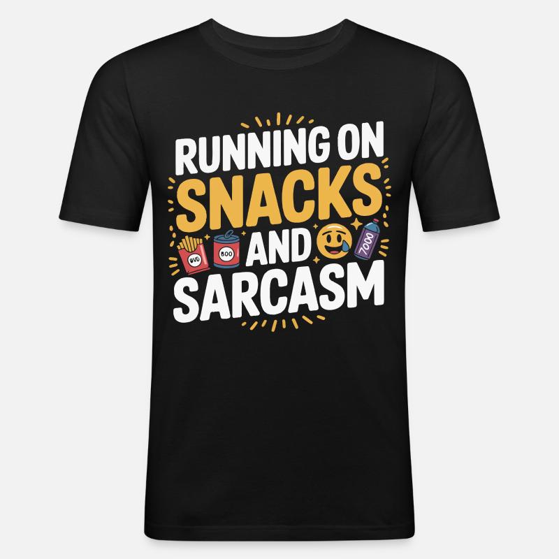 Running, snacks and sarcasm - Men's Slim Fit T-Shirt - black