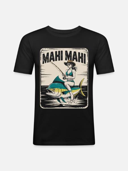 Mahi Mahi Beach Angler Retro - Men's Slim Fit T-Shirt - black