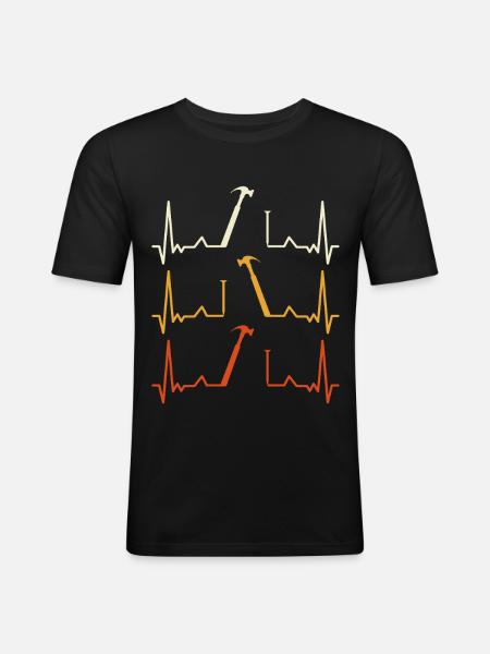 Heartbeat Hammer Pattern - Men's Slim Fit T-Shirt - black