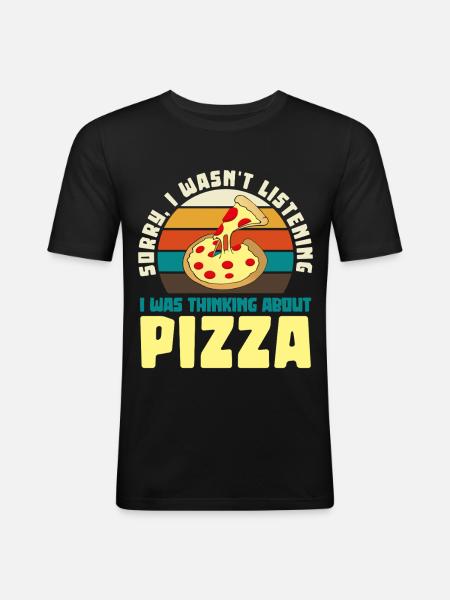 Pizza Dreamer Retro Motif - Men's Slim Fit T-Shirt - black