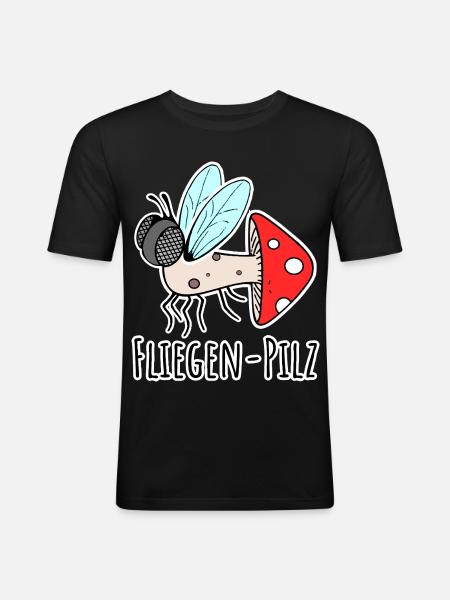 Fly agaric - half fly, half mushroom - Men's Slim Fit T-Shirt - black