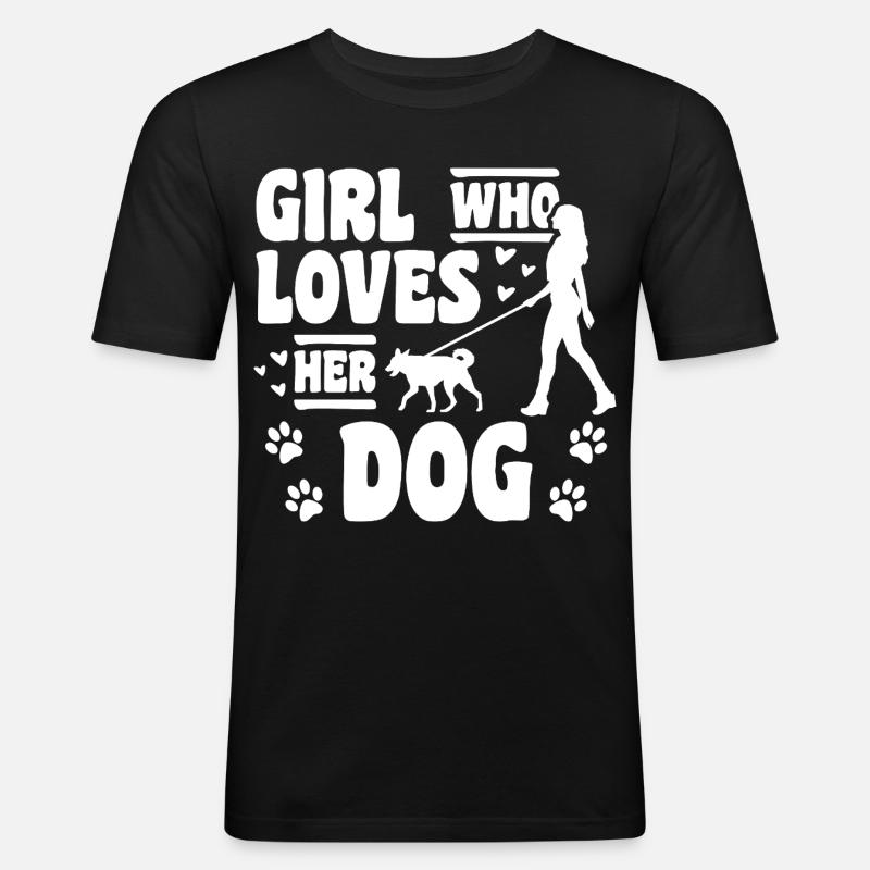 Mädchen das Hunde liebt - Männer Slim Fit T-Shirt - Schwarz