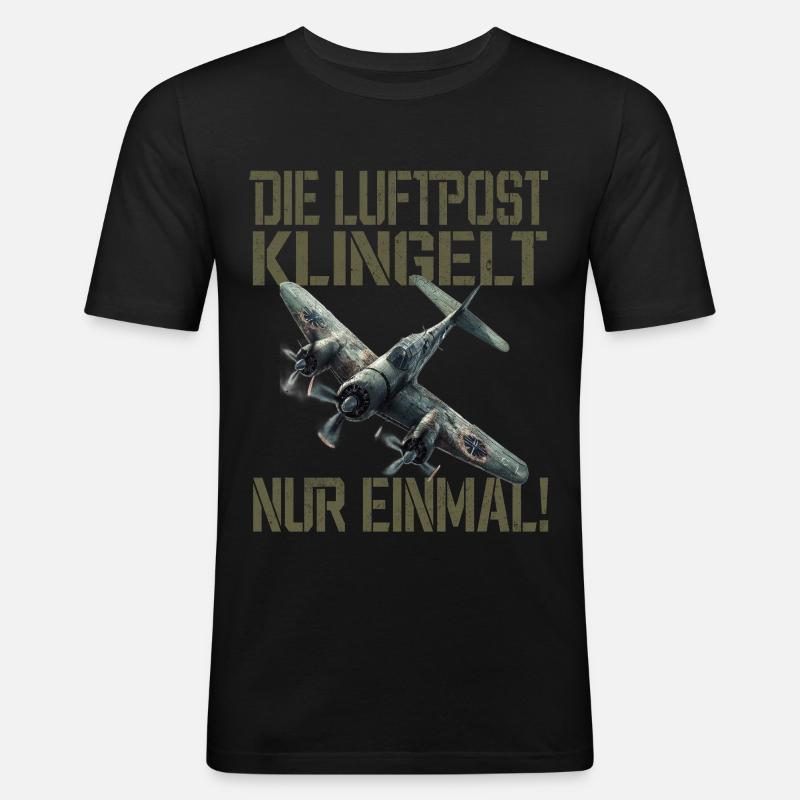 Die Luftpost Klingelt Nur Einmal Flugzeug - Männer Slim Fit T-Shirt - Schwarz