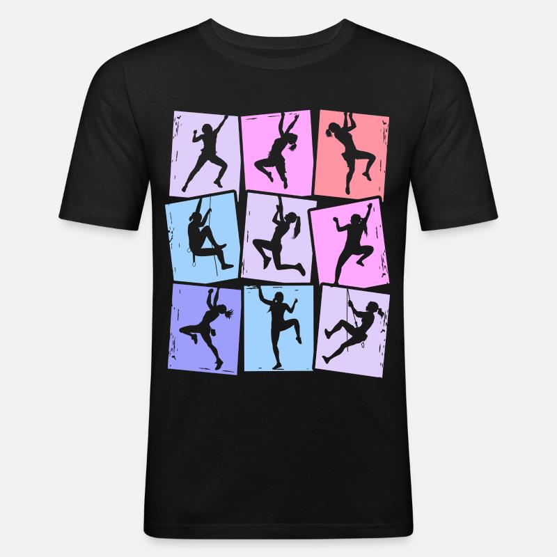 Klettern Berge Kletterer Bouldern Damen Mädchen - Männer Slim Fit T-Shirt - Schwarz