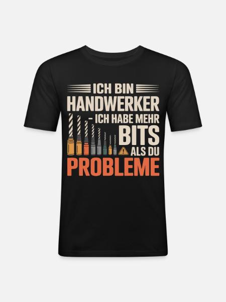 Ich bin Handwerker – Mehr Bits - Männer Slim Fit T-Shirt - Schwarz