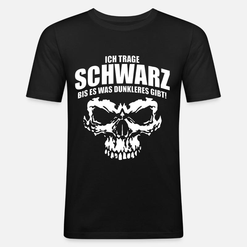 Schwarz Bis Dunkleres Schädel  - Männer Slim Fit T-Shirt - Schwarz