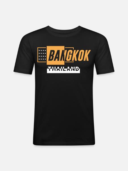Bangkok Thailand Reise-Urlaubsshirt - Männer Slim Fit T-Shirt - Schwarz