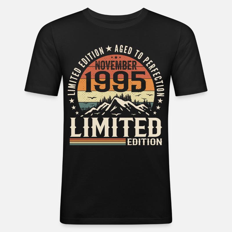 November 1995 Einzigartiges Retro-Jubiläum - Männer Slim Fit T-Shirt - Schwarz