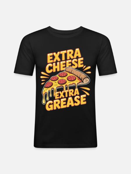Pizza Foodie Extra Cheese Extra Fat Enjoyment for - Men's Slim Fit T-Shirt - black