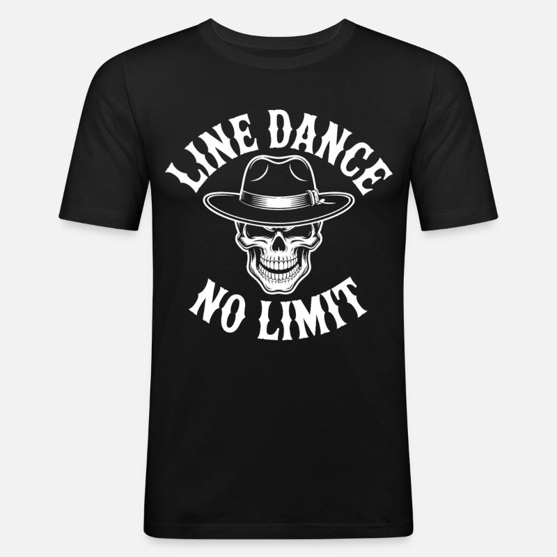 Line Dance Skull No Limit - Männer Slim Fit T-Shirt - Schwarz