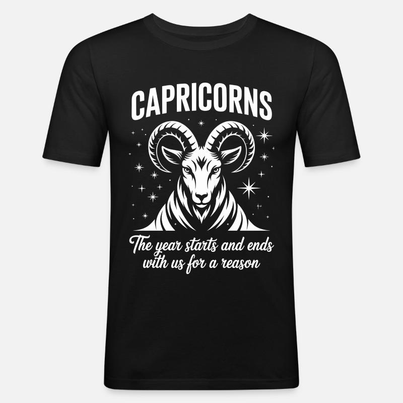 Steinbock Sternzeichen - Männer Slim Fit T-Shirt - Schwarz