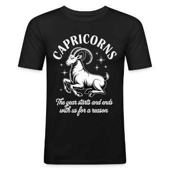 Capricorn Zodiac Sign - Men's Slim Fit T-Shirt - black - Front - Nik (191cm)