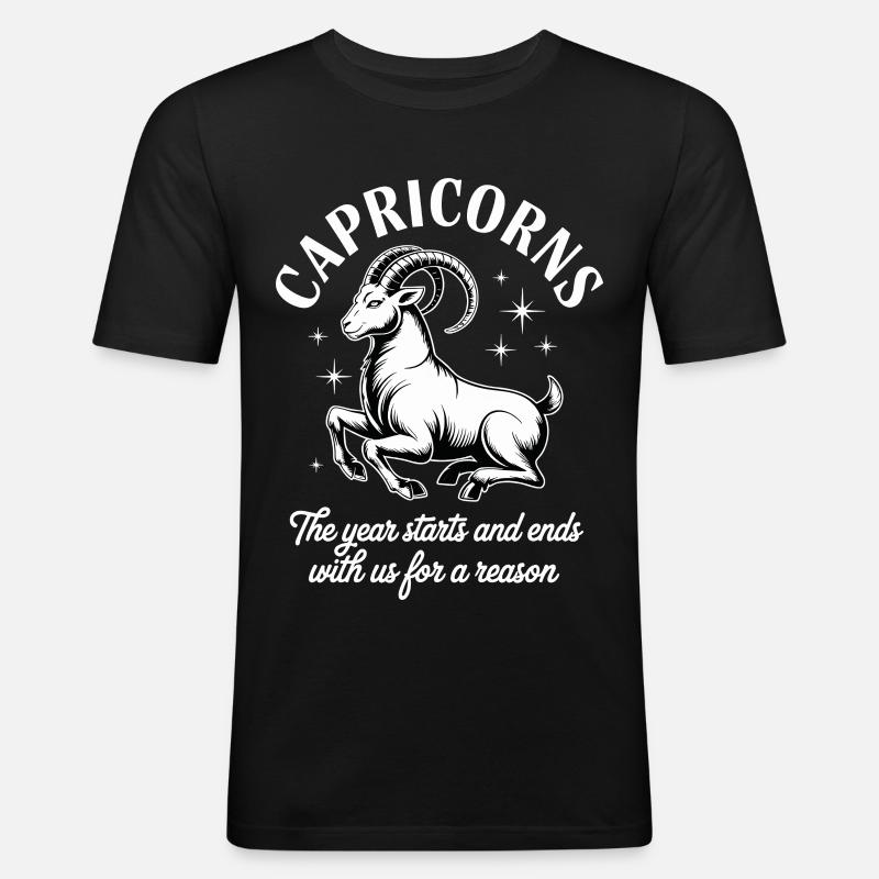 Steinbock Sternzeichen - Männer Slim Fit T-Shirt - Schwarz