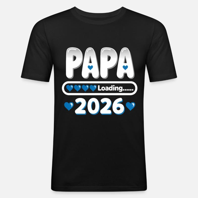 2026 Papa Loading – werdender Vater Geschenk - Männer Slim Fit T-Shirt - Schwarz