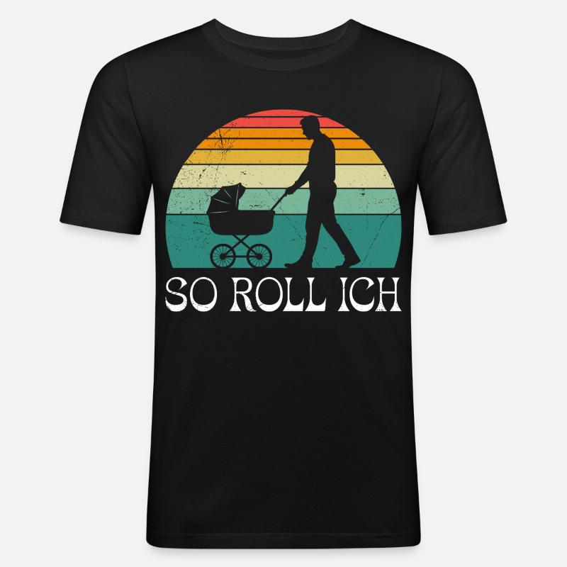 Bald Papa SO ROLL ICH LUSTIG - Männer Slim Fit T-Shirt - Schwarz