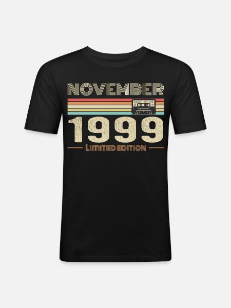 November 1999 Vintage Birthday Retro Tee - Men's Slim Fit T-Shirt - black