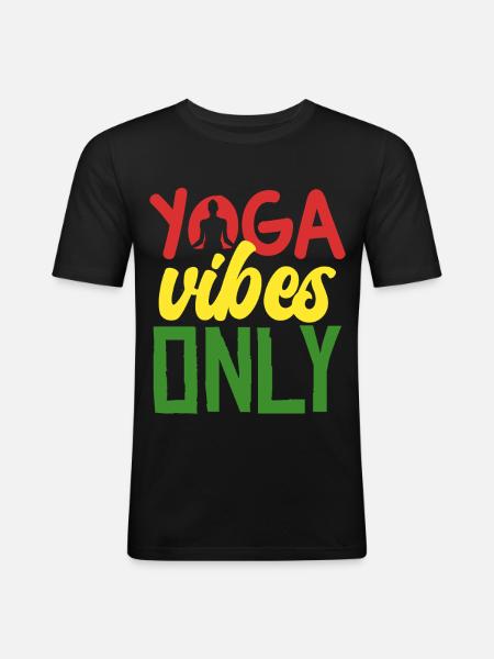 Nur Yoga Vibes Shirt - Männer Slim Fit T-Shirt - Schwarz
