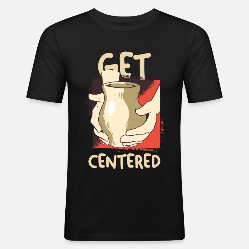 Get Centered Kaffeemoment - Männer Slim Fit T-Shirt - Schwarz