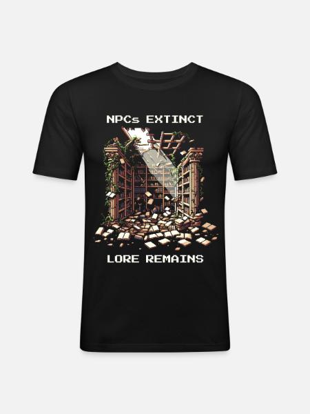 NPCs gone, lore stays | Post-apocalyptic - Men's Slim Fit T-Shirt - black