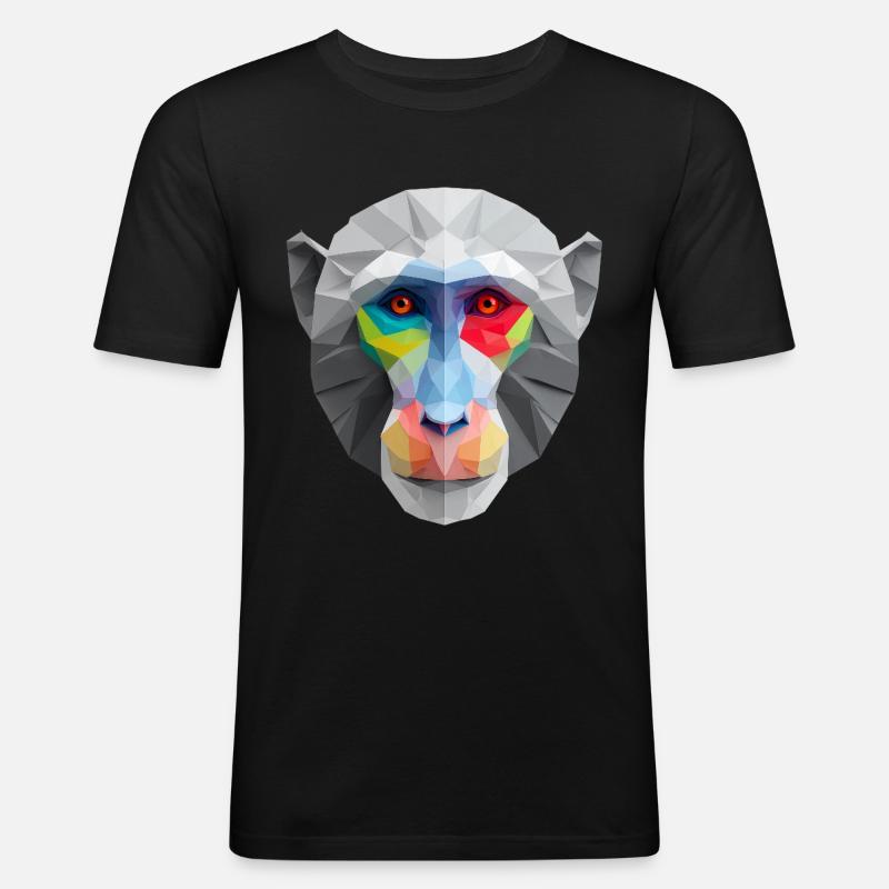 Farbiges Low-Poly Affengesicht Logo Art Design - Männer Slim Fit T-Shirt - Schwarz