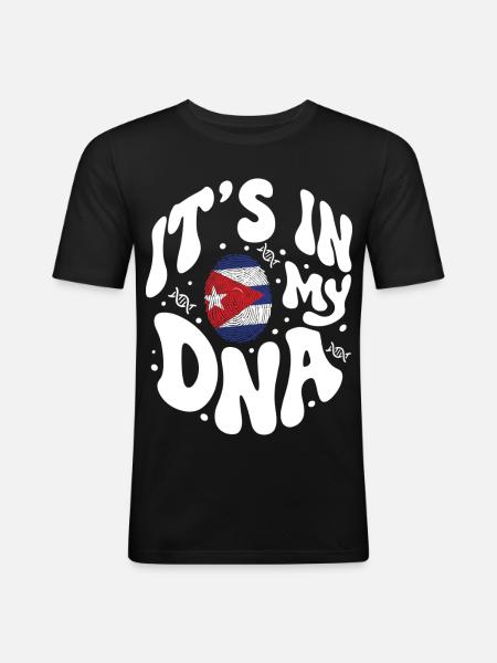 Cuban DNA Cuba Flag Hispanic - Men's Slim Fit T-Shirt - black