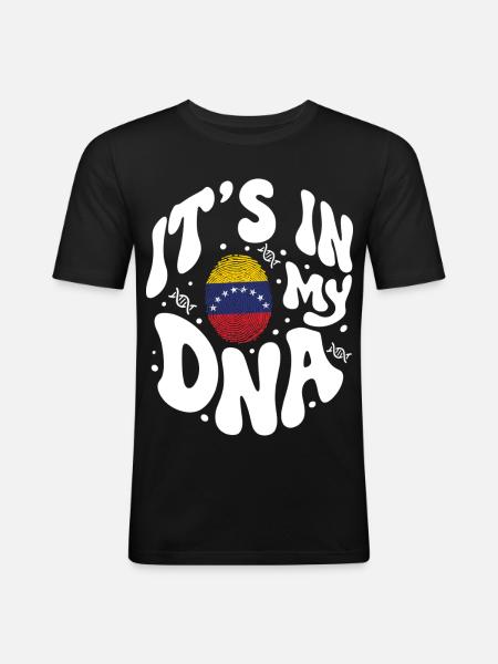 Venezuelan DNA Venezuela Flag Hispanic - Men's Slim Fit T-Shirt - black