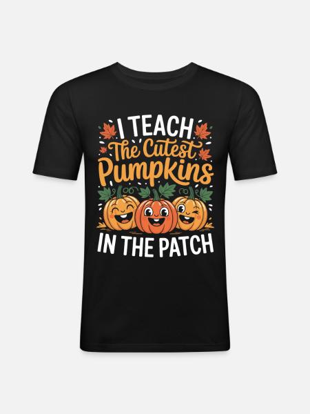 Citrouilles sucrées en automne enseignant - T-shirt près du corps Homme - noir