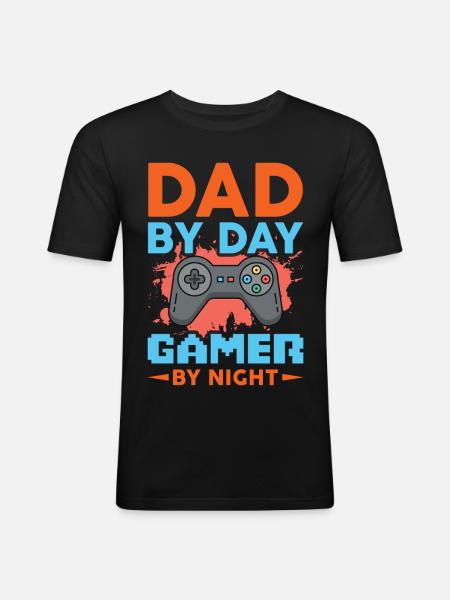 Father by day Gamer by night - Men's Slim Fit T-Shirt - black