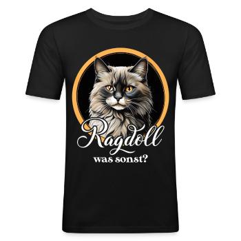 Ragdoll Katzenportrait Kreis - Männer Slim Fit T-Shirt - Schwarz - Vorne - Nik (191cm)