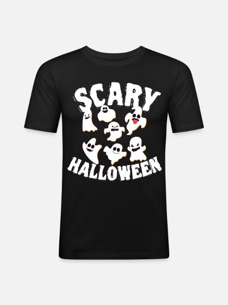 Grinning Dancing Funny Ghosts Halloween Costume - Men's Slim Fit T-Shirt - black
